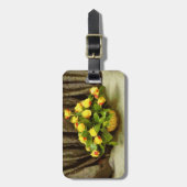 Gele rozen mand schilderij bagagelabel (Voorkant verticaal)