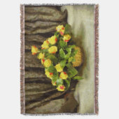 Gele rozen mand schilderij deken (Voorkant Verticaal)