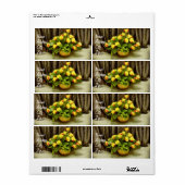 Gele rozen mand schilderij etiket (Full Sheet)