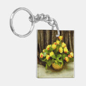 Gele rozen mand schilderij sleutelhanger (Voorkant Links)