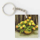 Gele rozen mand schilderij sleutelhanger (Voorkant)
