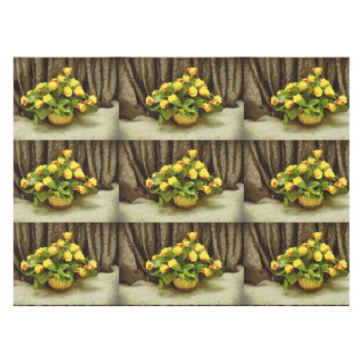 Gele rozen mand schilderij tafelkleed (Voorkant (Horizontaal))