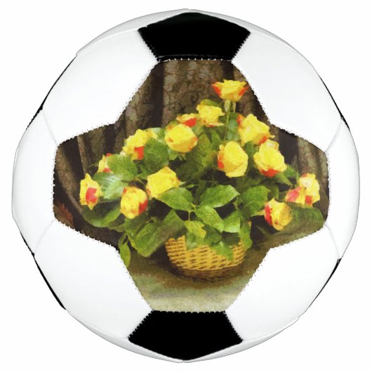 Gele rozen mand schilderij voetbal (Voorkant)
