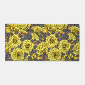 Gele rozen met grijze bladeren op sinaasappel bureaumat (Voorkant)
