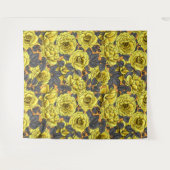 Gele rozen met grijze bladeren op sinaasappel wandkleed (Voorkant (horizontaal))