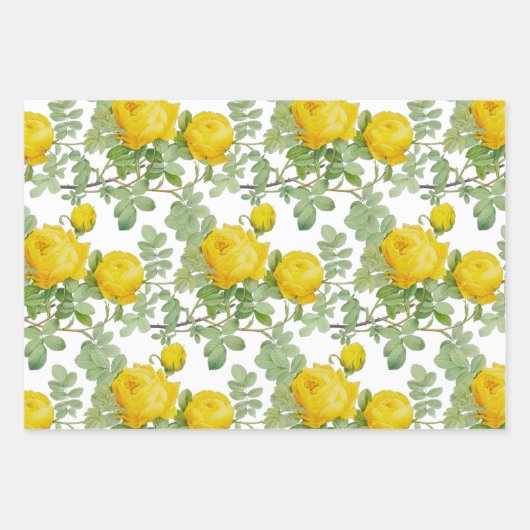 Gele rozen met groene bladeren inpakpapier vel (Voorkant)