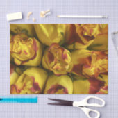 Gele rozen met papier van fijn papier met rode sti (Craft)
