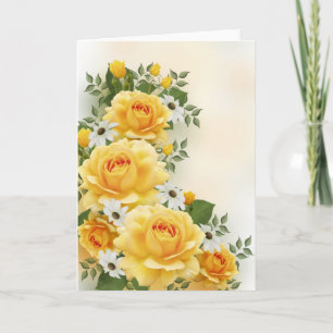 Gele rozen met witte madeliefjes Kaart