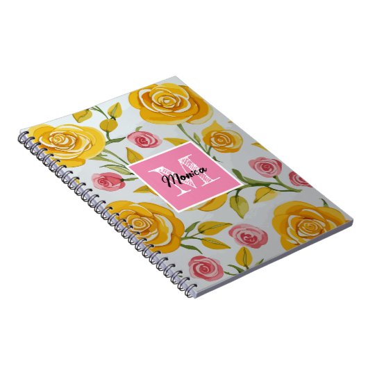 Gele Rozen Monogram Notitieboek (Rechterzijde)