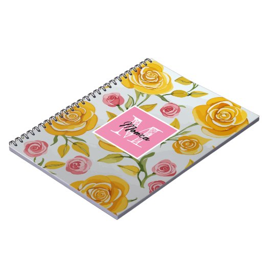 Gele Rozen Monogram Notitieboek (Linkerzijde)