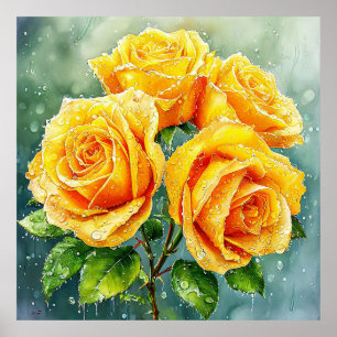 🌼 Gele Rozen Muurkunst Voor Helder Huisdecor Poster