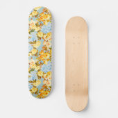 Gele rozen op blauw en blauwgroen persoonlijk skateboard (Voorkant)