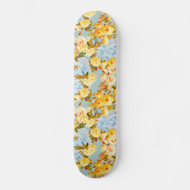 Gele rozen op blauw en blauwgroen persoonlijk skateboard