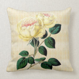 Gele rozen op Crème Botanische Worp Kussen 2