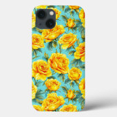 Gele rozen op een blauwe achtergrond Case-Mate iPhone case (Achterkant)