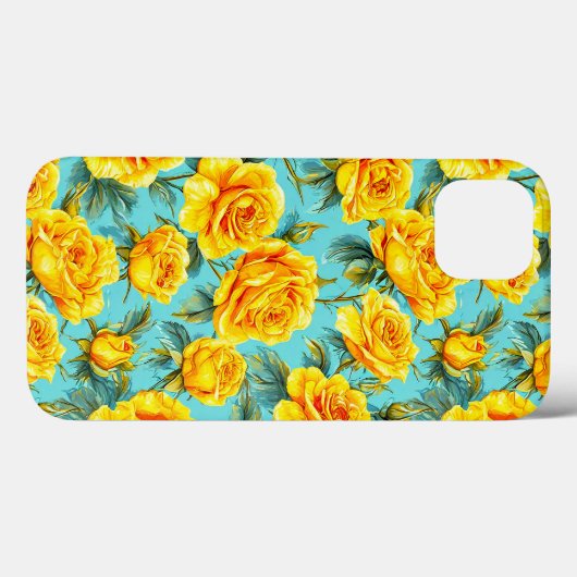 Gele rozen op een blauwe achtergrond Case-Mate iPhone case (Achterkant (horizontaal))