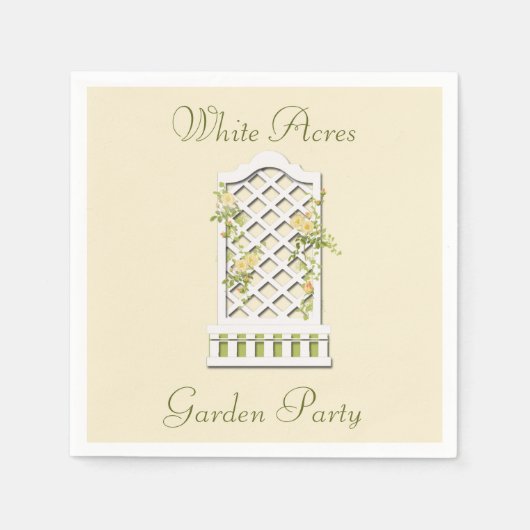 Gele rozen op een Garden Trellis Paper Napkin Servet (Voorkant)