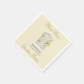 Gele rozen op een Garden Trellis Paper Napkin Servet (Hoek)