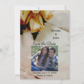 Gele Rozen op Elegant Ivoor Foto Save The Date (Voorkant)
