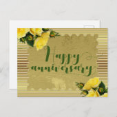 Gele rozen op gouden achtergrond Gefeliciteerd met Briefkaart (Voorkant / Achterkant)