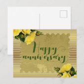 Gele rozen op gouden achtergrond Gelukkig Jubileum Briefkaart (Voorkant / Achterkant)