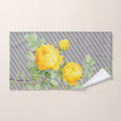 Gele Rozen op Grijze Strepen Handdoek (Handdoek)