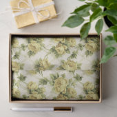 Gele rozen op Trellis Floral Pattern Tissuepapier (Geschenk)