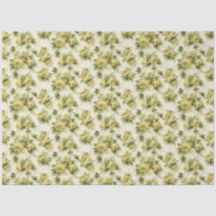 Gele rozen op Trellis Floral Pattern Tissuepapier