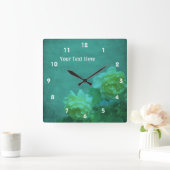 Gele rozen op Turquoise Vierkante Klok (Huis)