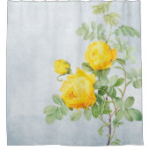 Gele rozen op verharde grijs douchegordijn (Voorkant)