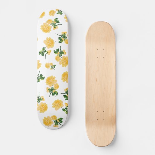Gele rozen op witte skateboard (Voorkant)