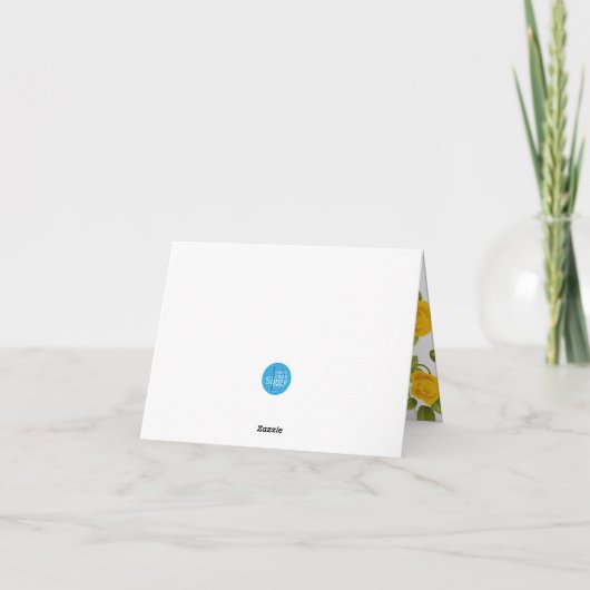 Gele rozen op zwarte en witte strepen bedankkaart (Achterkant)