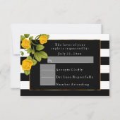 Gele rozen op zwarte en witte strepen kaart (Voorkant)