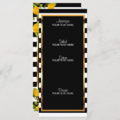 Gele rozen op zwarte en witte strepen menu (Voorkant / Achterkant)