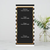 Gele rozen op zwarte en witte strepen menu (Staand voorkant)