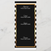 Gele rozen op zwarte en witte strepen menu (Voorkant)