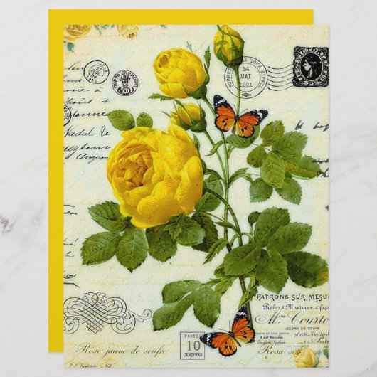  gele rozen origamipapier (Voorkant / Achterkant)