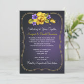 Gele rozen Paars Violet Goud  Lijst Kaart (Staand voorkant)