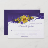 Gele rozen Paarse Pansies RSVP (Voorkant / Achterkant)