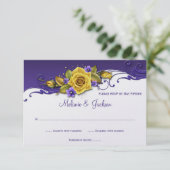 Gele rozen Paarse Pansies RSVP (Staand voorkant)