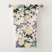 Gele rozen Paarse Venus Mirror Bath-handdoekset Bad Handdoek (Insitu)