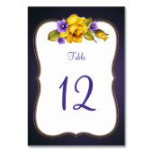 Gele rozen Paarse Violets Gold Lijst Tabel Nummeri Kaart (Achterkant)