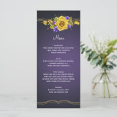 Gele Rozen Paarse Viooltjes Gouden Menu (Staand voorkant)