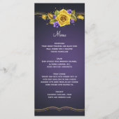 Gele Rozen Paarse Viooltjes Gouden Menu (Voorkant)