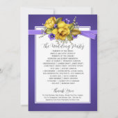 Gele Rozen Paarse Viooltjes Huwelijksprogramma Kaart (Achterkant)
