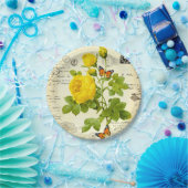  gele rozen papieren bordje (Feest)