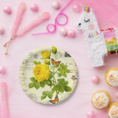  gele rozen papieren bordje (Feest)