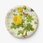  gele rozen papieren bordje (Voorkant)