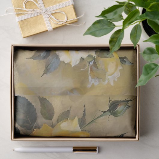 Gele Rozen Print Decoupage / Tissuepapier (Geschenk)