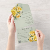 gele rozen QR-code All In One Uitnodiging (Afscheurbaar)